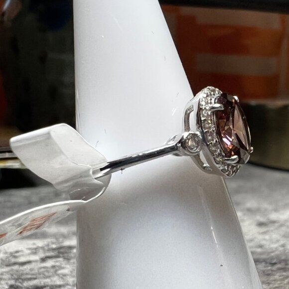 Ring Bomb Party Ring, size 6 dark topaz color gemstone, .925 sterling silver ban - Picture 4 of 7